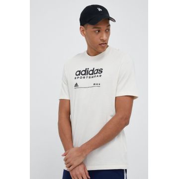 adidas tricou din bumbac culoarea bej, modelator