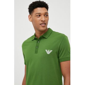 Emporio Armani Underwear polo de pijama culoarea verde, cu imprimeu