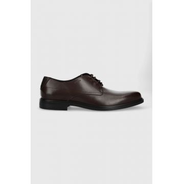 HUGO pantofi de piele Kerr barbati, culoarea maro, 50493169
