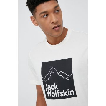 Jack Wolfskin tricou din bumbac culoarea bej, modelator