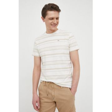 Pepe Jeans tricou din bumbac Rick culoarea bej, modelator