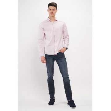 Camasa barbat slim - cu maneca lunga si model cu logo aplicat - Alb