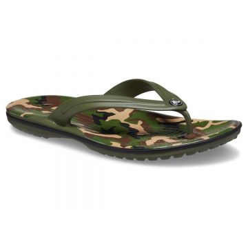 Șlapi Crocs Crocband Printed Flip Verde - Army Green/Black