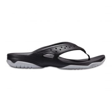 Șlapi Crocs Men's Swiftwater Deck Flip Negru - Black/Light Grey