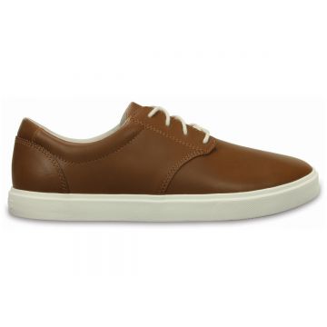 Pantofi Crocs CitiLane Leather Lace-up M Maro - Tan/White
