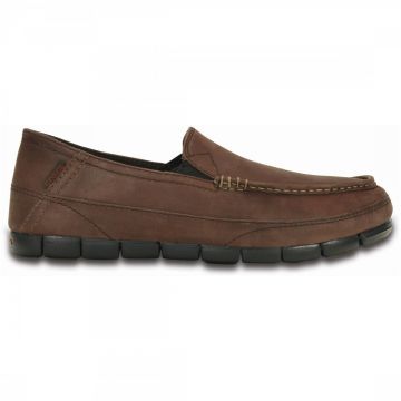 Pantofi Crocs Stretch Sole Leather Loafer M Maro - Espresso/Black