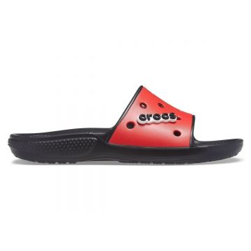 Papuci Crocs Classic Crocs Colorblock Slide Negru - Black/Flame