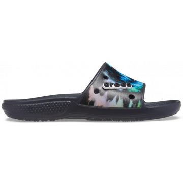 Papuci Crocs Classic Tie-Dye Graphic Slide Negru - Multi Black/Black
