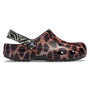 Saboți Crocs Classic Animal Remix Clog Negru - Black/Multi Animal