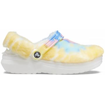 Saboți Crocs Classic Fur Sure Alb - White/Multi