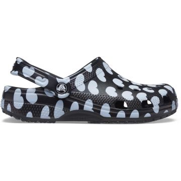 Saboti Classic Crocs Heart Print Clog Negru - Black/White