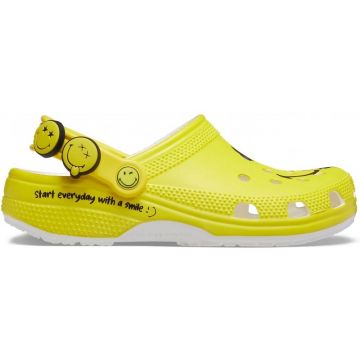 Saboti Crocs Classic Smiley 2 Clog Alb - White/Multi