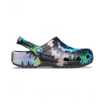 Saboti Crocs Classic Tie-Dye Graphic Clog Negru - Multi Black/Black