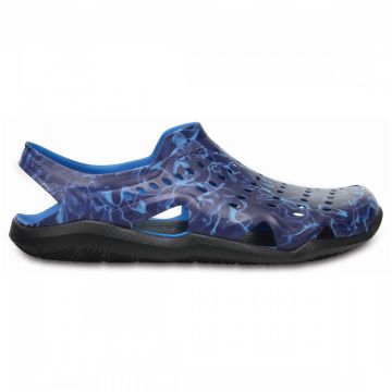 Sandale Crocs Men's Swiftwater Wave Graphic Albastru - Ocean/Black