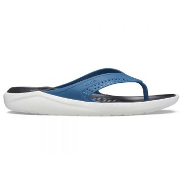 Slapi Crocs LiteRide Flip Albastru - Vivid Blue/Almost White