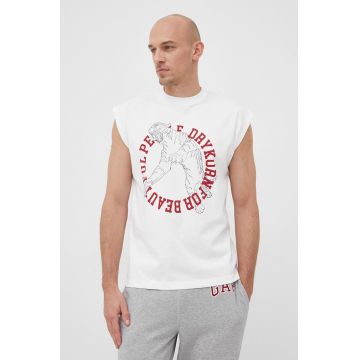 Drykorn tricou din bumbac culoarea alb, cu imprimeu Drykorn tricou din bumbac culoarea alb, cu imprimeu