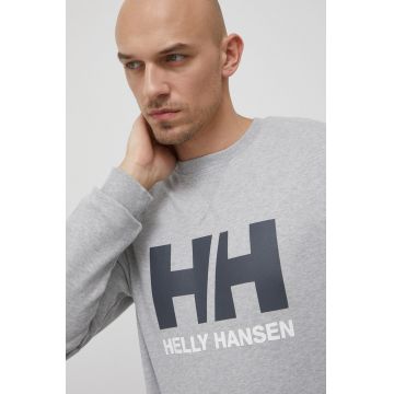 Helly Hansen hanorac de bumbac barbati, culoarea gri, neted