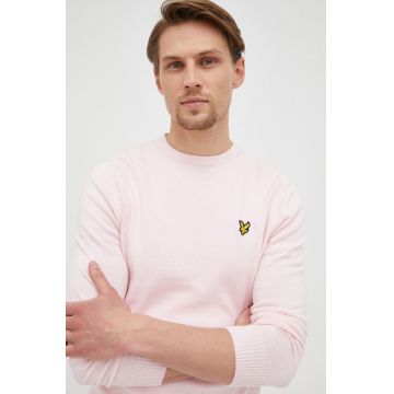 Lyle & Scott pulover din amestec de lana barbati, culoarea roz, light