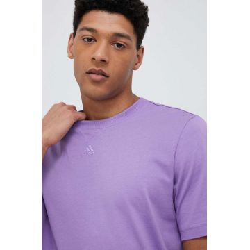 adidas tricou din bumbac culoarea violet, neted