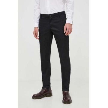 Armani Exchange pantaloni barbati, culoarea negru, cu fason chinos