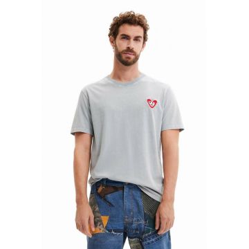 Desigual tricou din bumbac culoarea negru, cu imprimeu