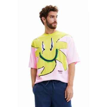 Desigual tricou din bumbac culoarea rosu, cu imprimeu