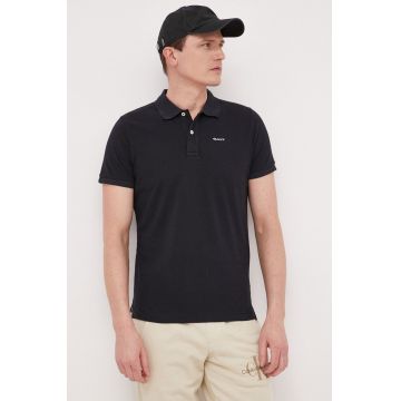 Gant polo de bumbac culoarea negru, neted