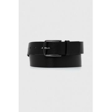 HUGO curea de piele barbati, culoarea negru