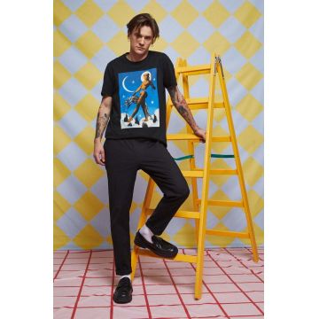 Medicine tricou din bumbac culoarea negru, cu imprimeu