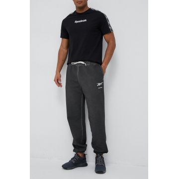 Reebok Classic pantaloni de trening culoarea gri, cu imprimeu