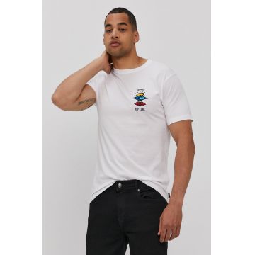 Rip Curl Tricou bărbați, culoarea alb, cu imprimeu