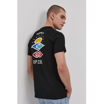 Rip Curl Tricou bărbați, culoarea negru, cu imprimeu