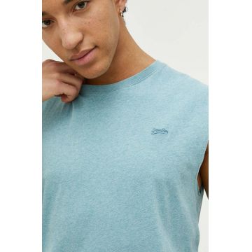 Superdry tricou din bumbac culoarea turcoaz