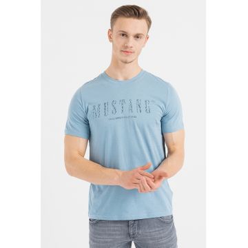 Tricou cu decolteu rotund si logo