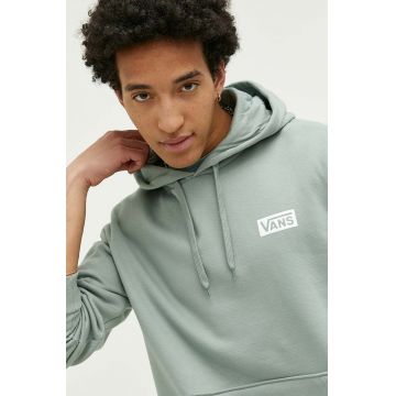Vans hanorac de bumbac barbati, culoarea verde, cu glugă, cu imprimeu