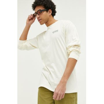 Vans longsleeve din bumbac culoarea bej, cu imprimeu
