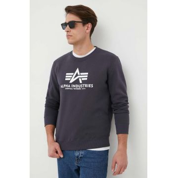 Alpha Industries bluză Basic Sweater bărbați, culoarea albastru marin, cu imprimeu 178302.02-Navy