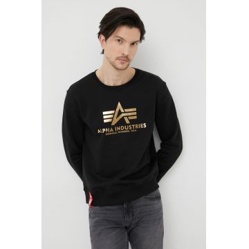 Alpha Industries bluza barbati, culoarea negru, cu imprimeu