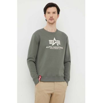 Alpha Industries bluza barbati, culoarea verde, cu imprimeu