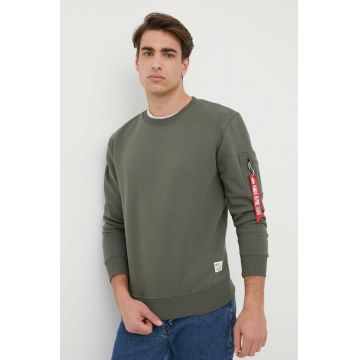 Alpha Industries bluza barbati, culoarea verde, cu imprimeu