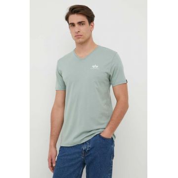 Alpha Industries tricou din bumbac culoarea verde, cu imprimeu