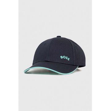 BOSS șapcă de baseball din bumbac BOSS GREEN culoarea albastru marin, cu imprimeu BOSS șapcă de baseball din bumbac BOSS GREEN culoarea albastru marin, cu imprimeu