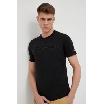 Champion tricou din bumbac culoarea negru, neted