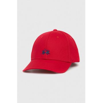 La Martina șapcă de baseball din bumbac culoarea rosu, cu imprimeu