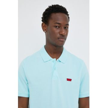 Levi's polo de bumbac culoarea turcoaz, neted