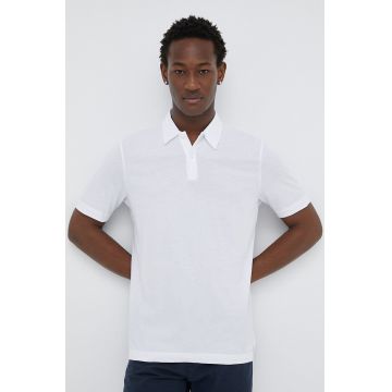 Marc O'Polo polo de bumbac culoarea alb, neted