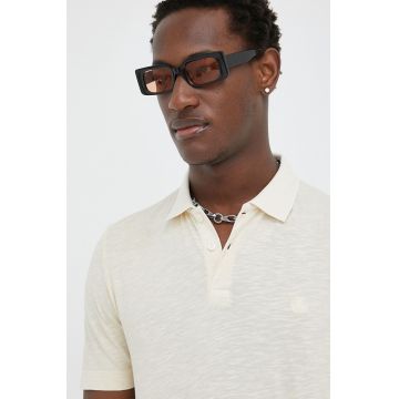 Marc O'Polo polo de bumbac culoarea bej, neted
