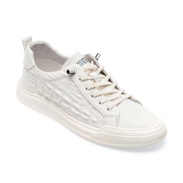 Pantofi OTTER albi, E195, din piele naturala