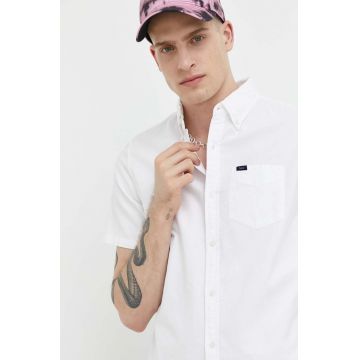 Superdry camasa din bumbac barbati, culoarea alb, cu guler button-down, regular