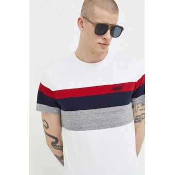 Superdry tricou din bumbac culoarea alb, modelator